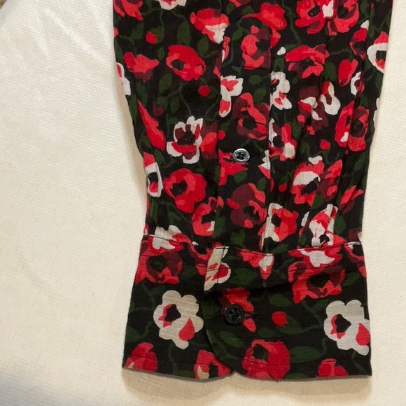 Ralph Lauren Red and Black Floral Button Down Blouse Size Large - Picture 5 of 7
